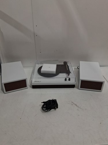 LP&No.1 Retro Belt-Drive Bluetooth Turntable with Separable Stereo Speakers, 3 Speed Vinyl Record Player - white (model: lpsc-008) image 3