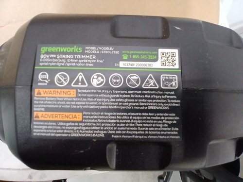 Greenworks 80V Brushless Cordless String Trimmer WITH 2.5Ah Battery & Charger - 16" - GREEN (MODEL:ST80L2510) image 10