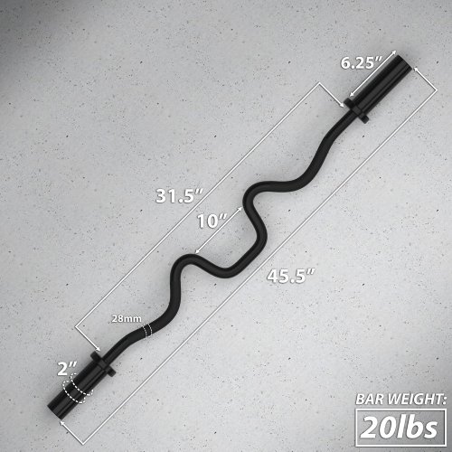 synergee super ez alloy steel curl bar - 45.5" - 20lbs bar weight - black (model: 810032232979) image 2