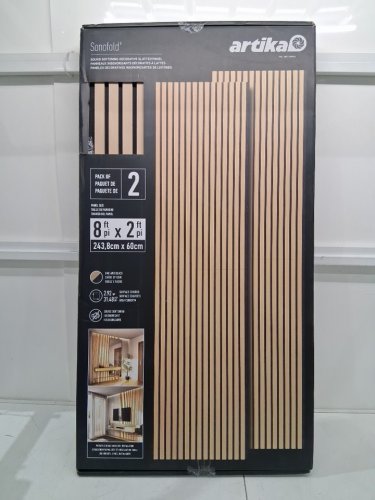 2PK Artika Sonofold Slatted Wall Panels - 8FTX2FT - Oak and Black finish (MODEL: 96RAT-SF-C10ABL/1949121) image 2