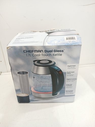 CHEFMAN DUAL-GLASS COOL-TOUCH DIGITAL KETTLE WITH ADJUSTABLE TEMPERATURE AND REMOVABLE TEA INFUSER - 1.7L (MODEL: RJ11-17-CTI-DG-CA-CO) image 2