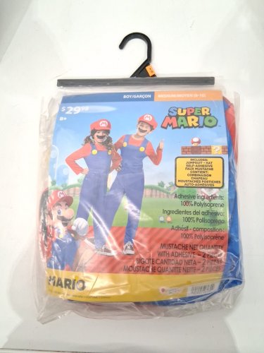 3PC KID'S Super MARIO CLASSIC COSTUME- Medium - BLUE/RED image 2