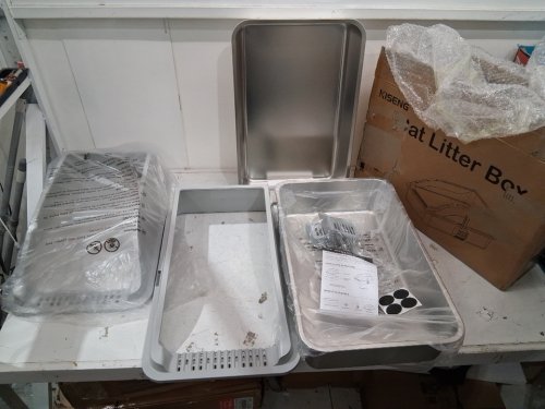 2PK KISENG STAINLESS STEEL CAT LITTER BOXES - EXTRA LARGE (14.9"X22.8"X10.2") - GREY image 2