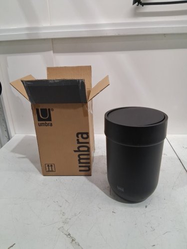 UMBRA TOUCH OFFICE/BATHROOM TRASH CAN WITH SWING LID - 1.6GAL CAPACITY - BLACK image 2