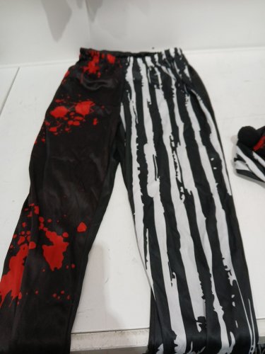 2PC MEN'S CREEPY KILLER CLOWN SHIRT AND PANT SET - MEDIUM - BLACK WHITE RED image 3