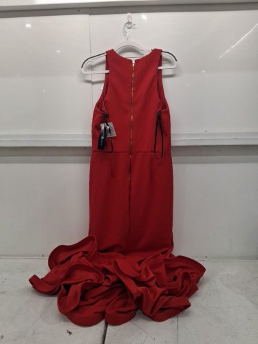 womens Betsy & Adam Sleeveless V-Neck Ruffle Hem dress - size 12 - red (style: a25720) image 3
