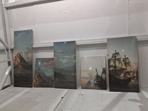 TUMOVO Seascape Sailing Ship Poster Stretched Canvas Art -50" x 24" image 3