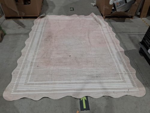 Garveehome washable scalloped edge low pile area rug - 8FT x 10FT - Beige image 2