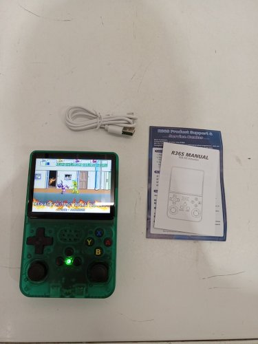 Rhesusco Handheld Retro Video Game Console With 3.5" Screen - 20000+ Games - Transparent Green - (Model: R36S) image 2