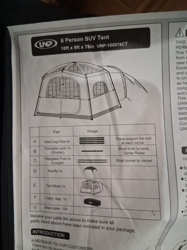 UNP 6 PERSON SUV CAMPING TENT - 10FT X 9FT X 78" - GREY - (MODEL: unp-100978ct-gy) image 3