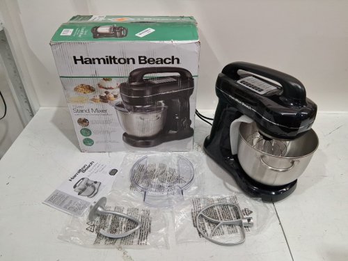 HAMILTON BEACH 7-SPEED TILT-HEAD STAND MIXER WITH SPLASH GUARD & ATTACHMENTS - 4QT. BOWL - BLACK (MODEL : 63391) image 2