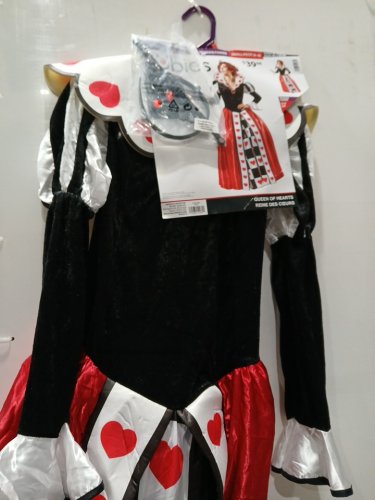 3PC WOMEN'S RUBIES QUEEN OF HEARTS COSTUME - SMALL (4-6) - RED/BLACK/WHITE image 2
