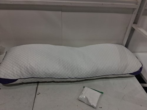 HOMELAB Adjustable Shredded Memory Foam body Pillow - 20" x 52" - WHITE/PURPLE image 3