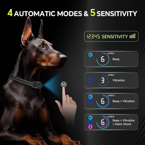Tucnkac Waterproof Rechargeable Anti-Bark DOG Collar with Remote Tag - 8lbs to150lbs - black image 2