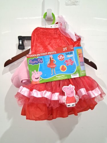 3PC GIRL'S DISGUISE PEPPA PIG TODDLER COSTUME - 2T - RED/PINK (STYLE: 120699M) image 2