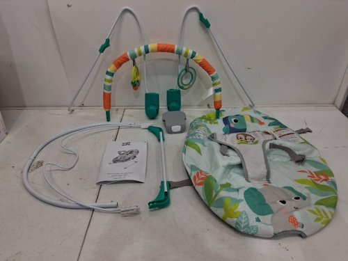 BRIGHT STARTS PORTABLE 3-POINT HARNESS VIBRATING BOUNCER WITH TOY-BAR - RAINFOREST VIBES (MODEL: 12227) image 3