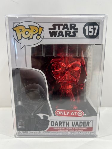 Funko pop! **only at target** Star Wars - darth Vader bobble head (#157) **plastic protector cover** image 2