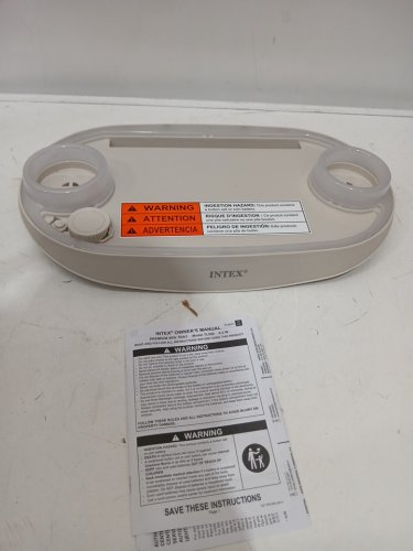 intex pure spa premium spa tray with White LED Light Strip and Cupholders for pool, holds smartphone and tablet - tan - (model: 28520e) image 4