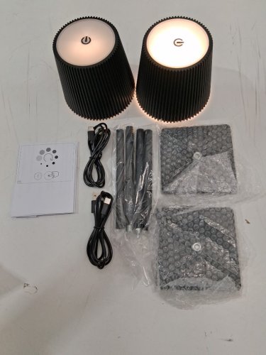 2pk dimmable led rechargeable cordless table lamp - black image 2