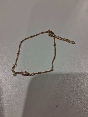 cubic zirconia "حُبّ/love" pendant/charm beaded chain bracelet- 6.5" - 7.5"/1" pendant - gold image 3