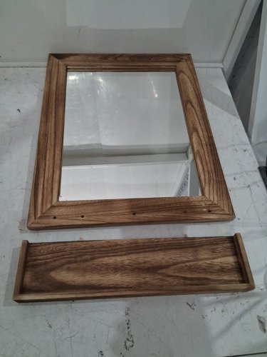 Emfogo hanging Wall Mirror with Shelf - 20" x 16" - rustic brown image 3