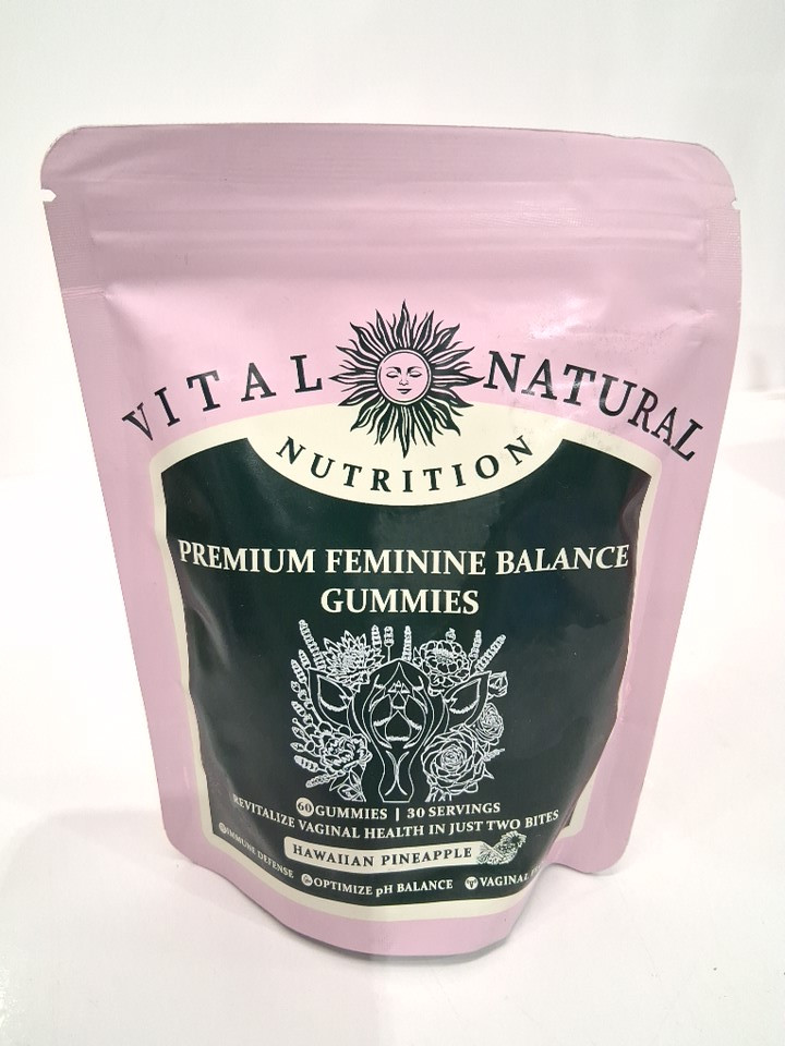(60 GUMMIES) VITAL NATURAL NUTRITION premium feminine balance gummies - hawaiian pineapple image 2