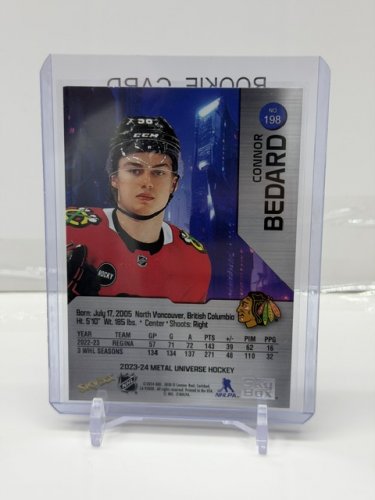 CONNOR BEDARD ROOKIE CARD - 2023-24 SKYBOX METAL UNIVERSE (#198) image 2