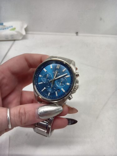 MENS CASIO quartz analog wrist watch - 40mm - blue dial/ stainless steel (model: EFV-650D-2A) image 2