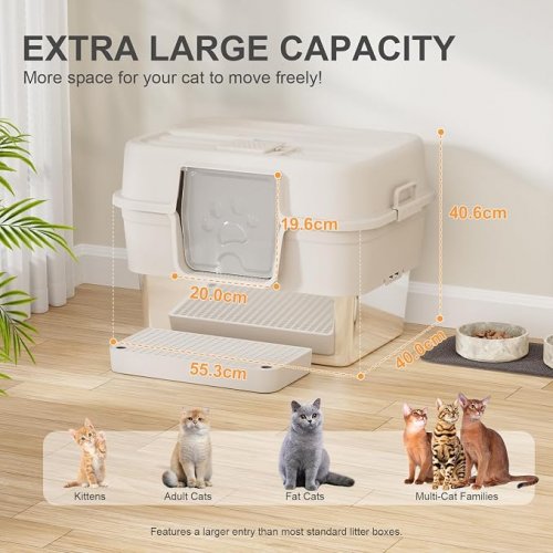 6pc FZGHOME Stainless Steel cat Litter Box set - extra large - beige image 4