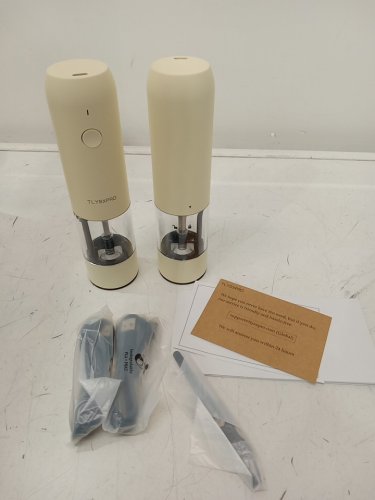 2Pk TLYSXPRO Electric Salt and Pepper Grinder Set - adjustable grinding levels, usb rechargeable, led light - buttercream (model: ymq) image 3