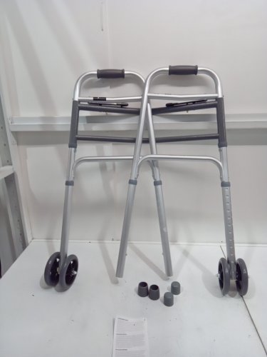MEDLINE GUARDIAN folding portable ADJUSTABLE ALUMINUM WALKER - 500lbs capacity - GREY (MODEL: MDS86410xWw) image 4