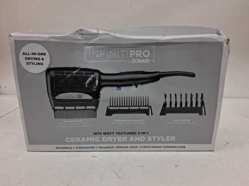 InfinitiPro by Conair 3-in-1 Ceramic Texture Dryer and Styler Brush - Black (Model: SD9C) image 2