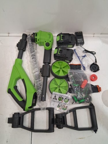 CORDLESS ELECTRIC WEED WHACKER/TRIMMER WITH BATTERIES & CHARGER - 21V - GREEN image 3