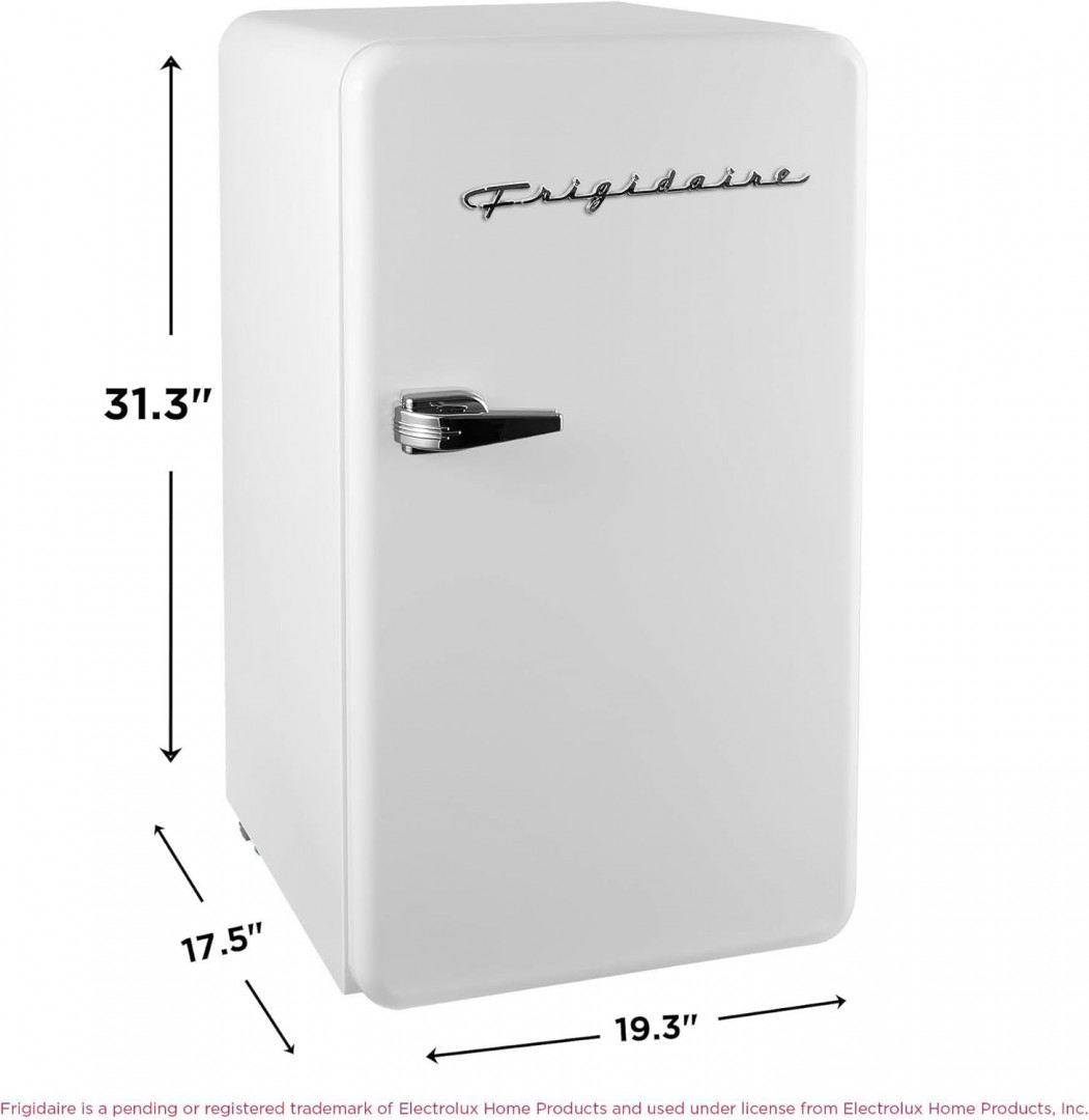frigidaire retro compact rounded corner premium mini fridge - 3.2 cubic feet - white (model: efr372-white-6com) image 2