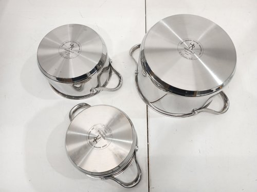 3PC Henckels Stainless Steel pots with Lids - 1.5Qt, 2.5Qt, and 5.6Qt - Silver image 6