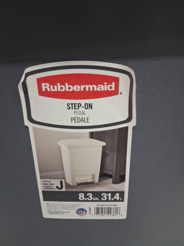 rubbermaid interior Plastic garbage bin with pedal- 31L - 19.3" X 14.5" X 11.7" - grey (model: 0281061) image 5