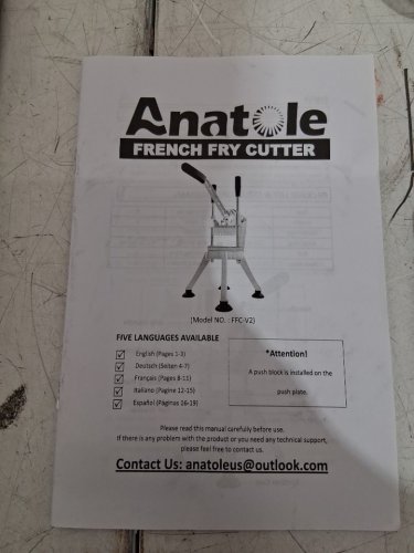 Anatole Commercial French Fry Cutter Stand with 1/4'' 3/8'' 1/2'' 8-Wedge Blades image 6