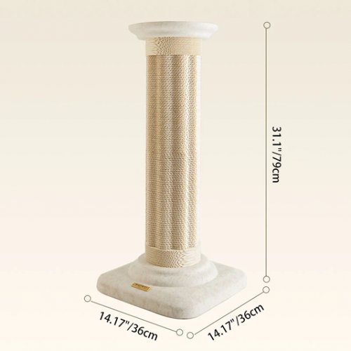 Contemporary Fiberboard Corrugated Paper Hemp Rope Felt Cat Scratcher  - 31" - cream image 2