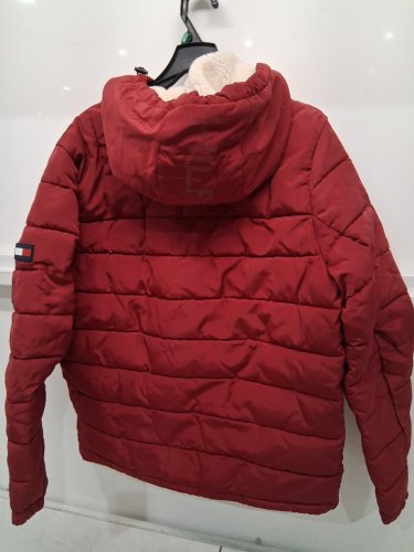 Men's Tommy Hilfiger  Midweight Sherpa Lined Hooded Water Resistant Puffer Jacket -medium- red (model: 151AP213-RED-02-MD) image 3