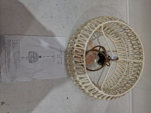 3-LIGHT FLUSH MOUNT RATTAN CEILING LIGHT FIXTURE - CREAM/WHITE (MODEL: 019) image 4