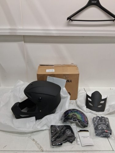 ttmiku adult motocross helmet with accessories - size small - matte black (model : wt-802) image 2