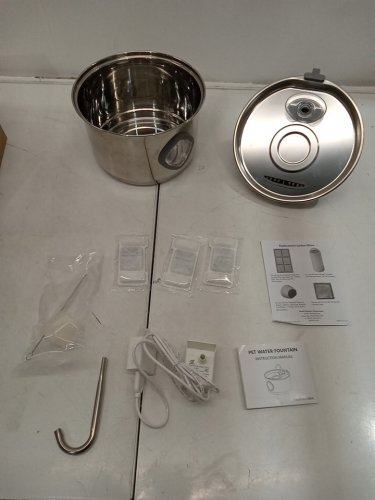 lumovet Stainless Steel Automatic Drinking Water Fountain with 2 Filters - 2.6L- silver - (model:oc-10-ty11) image 2