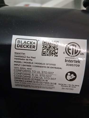 BLACK + DECKER STAND FAN WITH REMOTE - 16" DIAMETER - BLACK (MODEL: BFSR16B-01) image 7