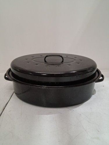 STARFRIT OVAL ENAMELED CARBON STEEL OVEN ROASTER PAN - 10QT - BLACK image 3