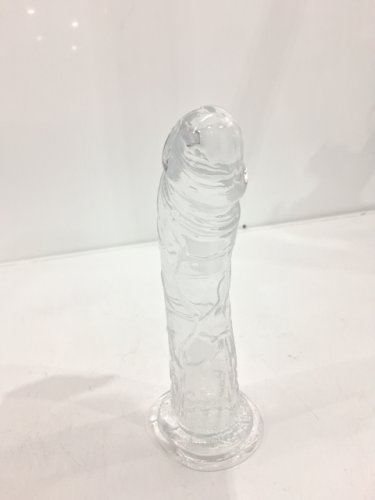 Realistic Textured Dildo with Suction Cup Base - 7.5" - clear image 4