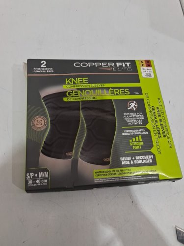 2PK COPPER FIT elite COMPRESSION KNEE SLEEVE - SMALL/MEDIUM - BLACK image 2