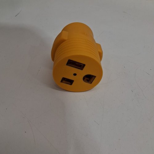 MECMO Twist Locking Generator Welder Outlet Adaptor - L14-30P to 6-50R  - 50amp-30amp - yellow image 3