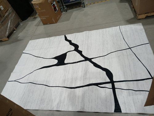 Washable Neutral Modern Abstract AREA Rug - 6ft x 9ft - white/black image 3