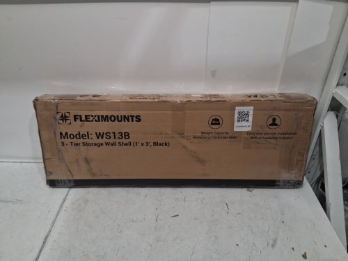 Fleximounts Heavy Duty Adjustable 3-Tier Steel Wall Shelving - 600LBS CAP - 36" x 12" x 35.7" - Black (Model: WS13B) image 3