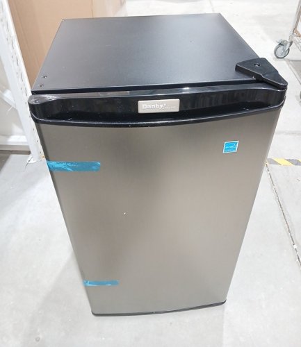 DANBY DESIGNER COMPACT REFRIGERATOR FRIDGE WITH FREEZER SECTION - 3.2 CU.FT - BLACK/STAINLESS STEEL (MODEL: DCR032A2BSLDD) image 3